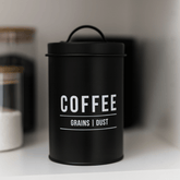 pote para cafe preto com tampa e alça para colocar no armario